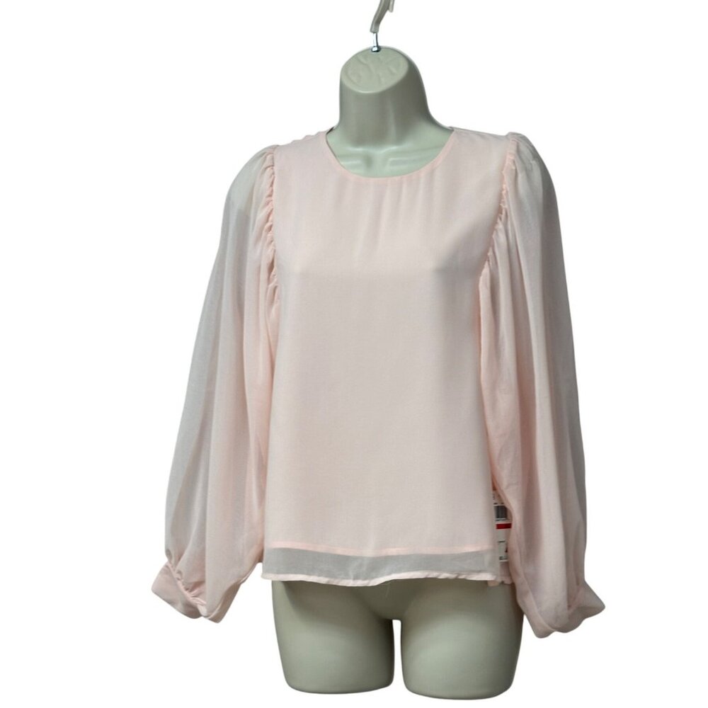 Q & A Volume Sleeve Blouse, Pale Pink, XS